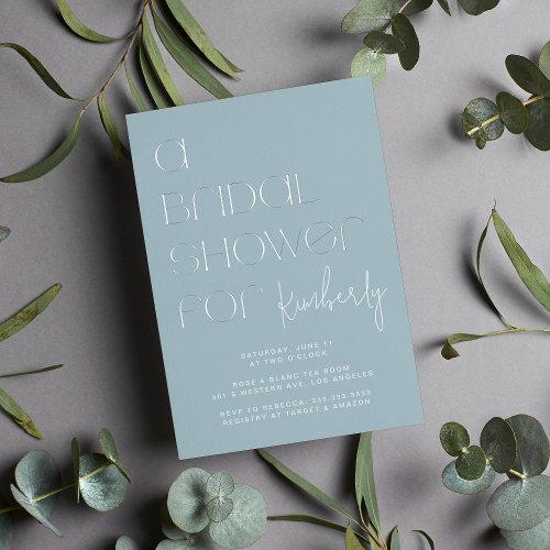 Unique Modern Typography Blue Bridal Shower Foil