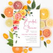 Watercolor Bright Pink Orange Flower Bridal Shower