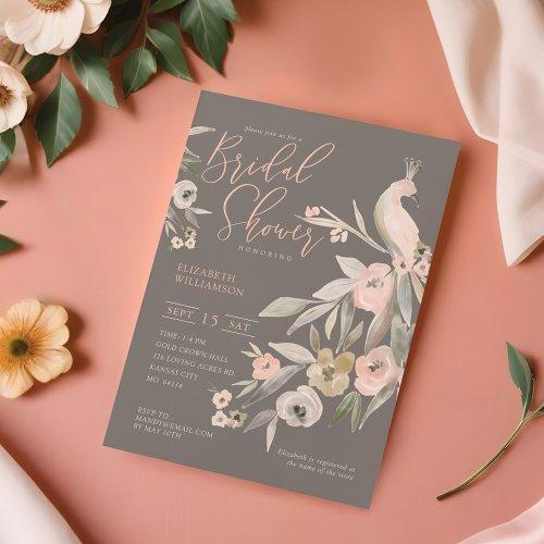 Watercolor Floral Garden Peacock Bridal Shower