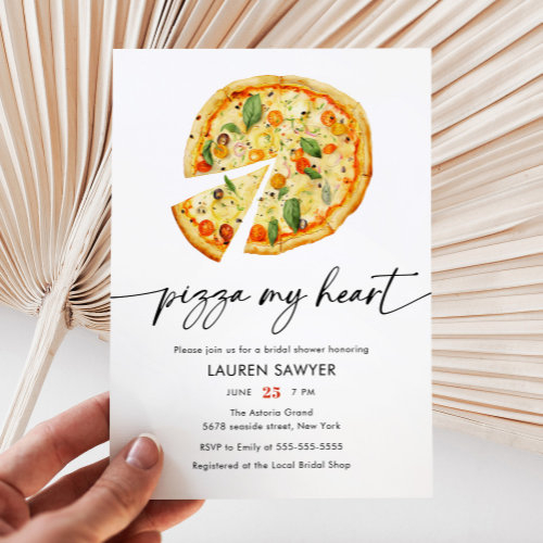 Watercolor Pizza My Heart Italian Bridal Shower