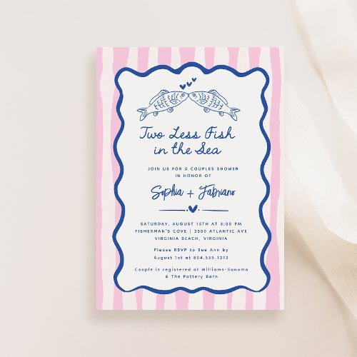 Whimsical Hand Drawn Two Less Fish In The Sea Save The Date
