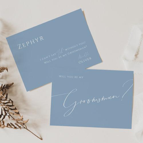 Whimsical Script | Blue Groomsman Proposal